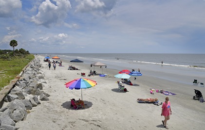 The beach at Jekyll Island, Georgia, is an attractive option for families because there are no high-rise hotels and very little commercialization. Photo by David Tulis