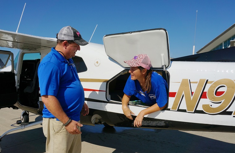 Operation Airdrop volunteers coordinated hundreds of general aviation compassion flights from Raleigh Durham International Airport during the aftermath of Hurricane Florence. A Cessna 210 flown by local pilot Sean Malone is shown on the RDU ramp. Photo courtesy of Allison Hoyt/Operation Airdrop.