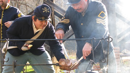 Reenactors in Capt. Flagg's US Quartermaster City: Approach of Peace in Harpers Ferry, Maryland. Photo courtesy of the National Park Service.