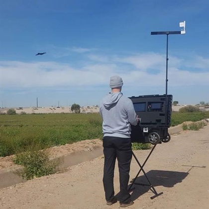 SkyProwler comes with a hard case that doubles as a ground control station, with two Android tablet displays and a retractable antenna. Photo courtesy of Krossblade Aerospace.