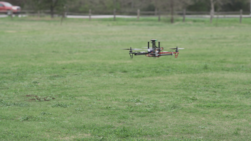 A quadcopter flies with two failed props using the Failsafe algorithm. Photo courtesy of Verity Studios.