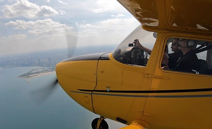The Chicago skyline comes into view after departing EAA AirVenture July 28. Photo by David Tulis.