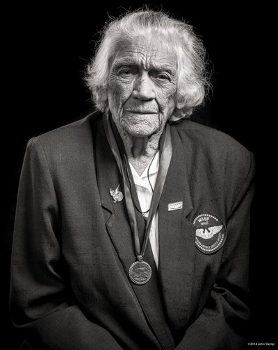 Women’s Airforce Service Pilots (WASP) Millicent Young piloted North American AT-6 Texan aircraft during World War II. Young was photographed by John Slemp for a personal project on WASP personnel. Photo courtesy of John Slemp, Aerographs. 