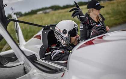 Michael Goulian of the United States practices during the Red Bull Air Race World Championship at Lake Balaton, Hungary. Photo courtesy of Joerg Mitter, Red Bull Content Pool.