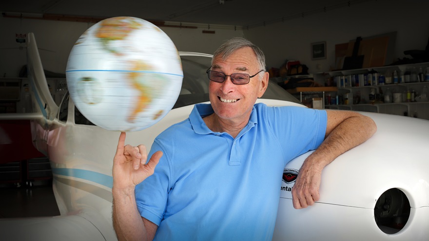 Bill Harrelson, who circumnavigated the globe via the North and South Poles in 2015, is planning a new record attempt, a westbound solo flight around the globe to beat Max Conrad's eight-day record set in 1961. Photo by Chris Rose.