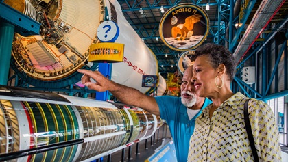 Apollo Saturn V Center displays and Rocket. Photo courtesy of the Kenedy Space Center Visitor Complex.