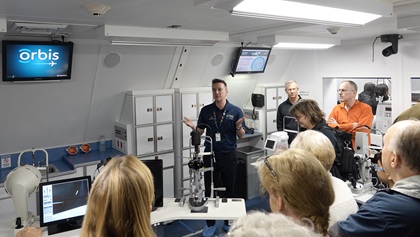 AOPA members get an exclusive tour of the Orbis Flying Eye Hospital's facilities. Photo courtesy of Matt Linton.