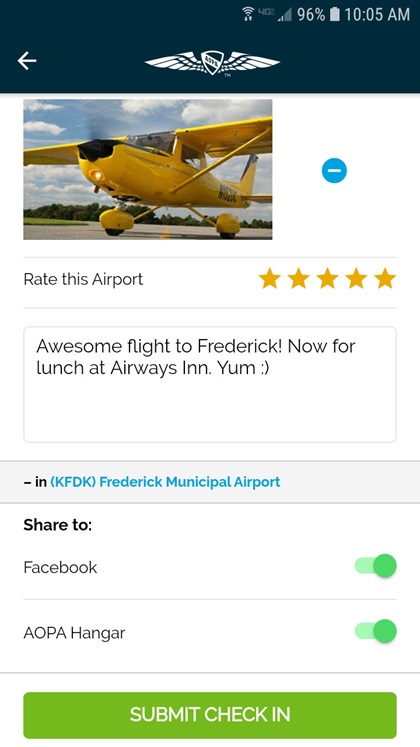 Share your flight experiences through Pilot Passport in the AOPA app. 
