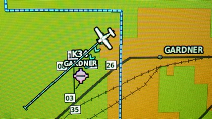 A subtle line of arrows on the multifunction display continuously flows toward the nearest airport that is within gliding range. Photo by Tom Haines.