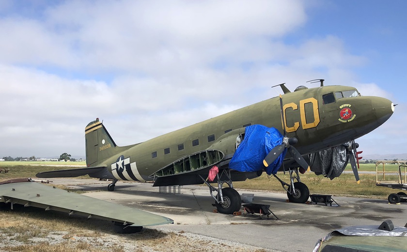 Betsy's Biscuit Bomber, a World War II-era Douglas C-47, is shown before the aircraft was restored to flying condition. Photo courtesy of Tony Gaspar, the Gooney Bird Group.                                                                          