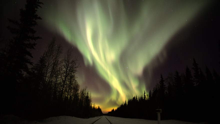 The aurora borealis, photographed at Eielson Air Force Base in Alaska on November 14, 2015. U.S. Air Force photo by Staff Sgt. Shawn Nickel.