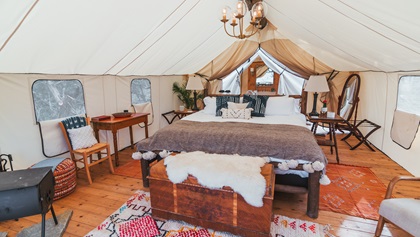 Enjoy luxury outdoor accommodations with five-star amenities at Collective Retreats destinations across the United States. Its Texas Hill Country location is open year-round. Photo courtesy of Collective Retreats.