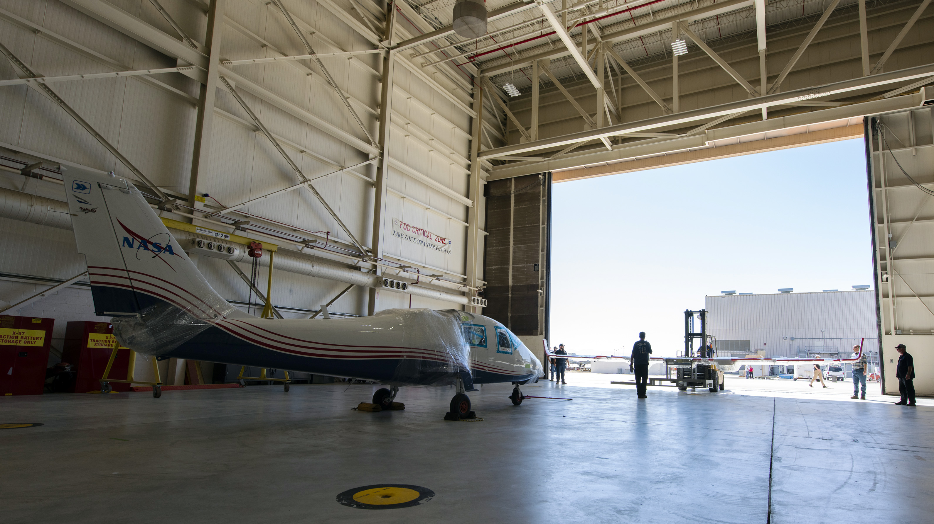 NASA’s X-57 Maxwell, the agency’s first all-electric X-plane and first crewed X-plane in two decades, is delivered to NASA’s Armstrong Flight Research Center in Edwards, California. Delivery to NASA from prime contractor Empirical Systems Aerospace of San Luis Obispo, California, marks a major milestone for the project. Photo courtesy of NASA. 
