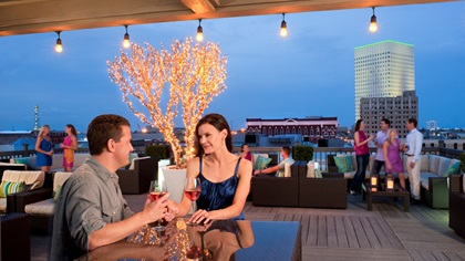 The Tremont House, a Wyndham Grand Hotel in the heart of Galveston's historic downtown, features Galveston's only open-air rooftop bar. Photo by Robert Mihovil.