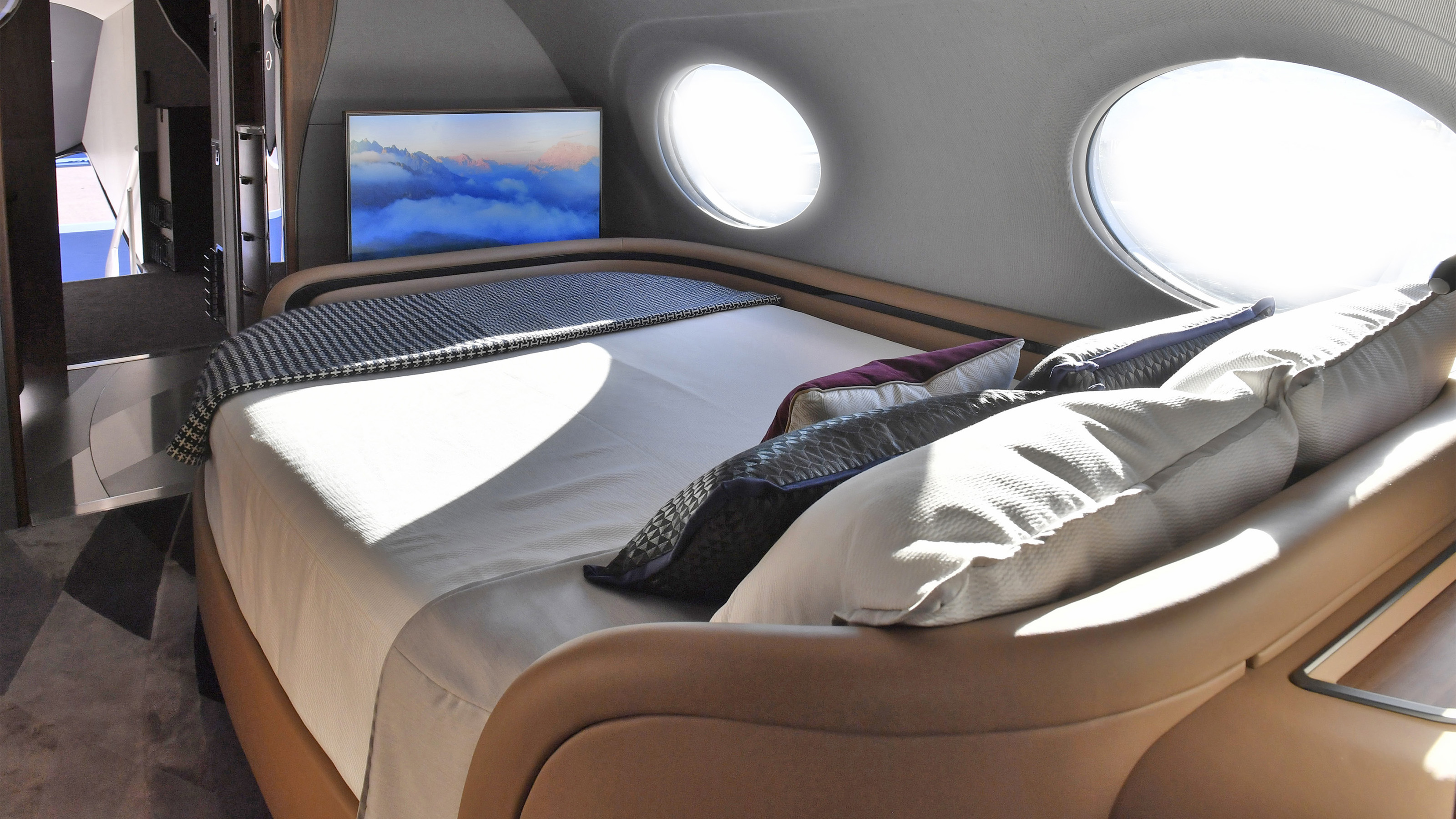 The Gulfstream G700 boasts sleeping capacity for up to 10 including an aft bedroom with an en suite shower. Photo by Mark Wagner.