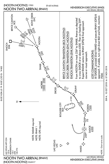 We use the NOOTN 2 RNAV arrival route from the northeast.