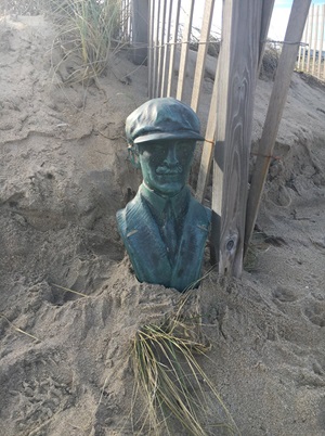 The copper bust of Orville Wright was recovered October 15, days after it disappeared from the Wright Brothers National Memorial. Photo courtesy of the National Park Service via Facebook.