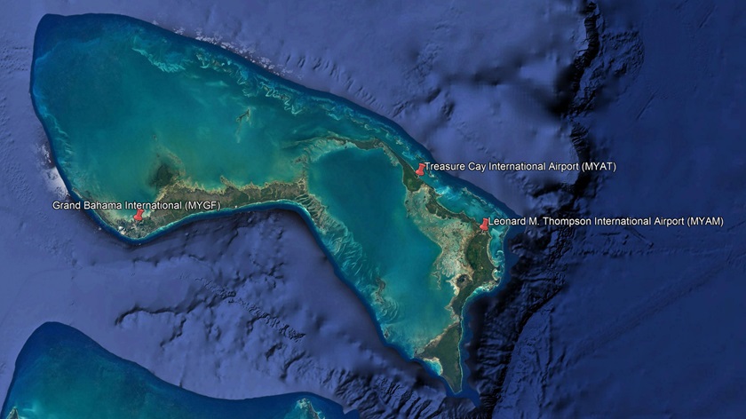 Relief flights into three airports on the Bahamian islands most affected by Hurricane Dorian prompted a call for restraint. The U.S. Air Force asked AOPA to spread the word that pilots should not fly to these locations without making arrangements in advance. Google Earth image. 