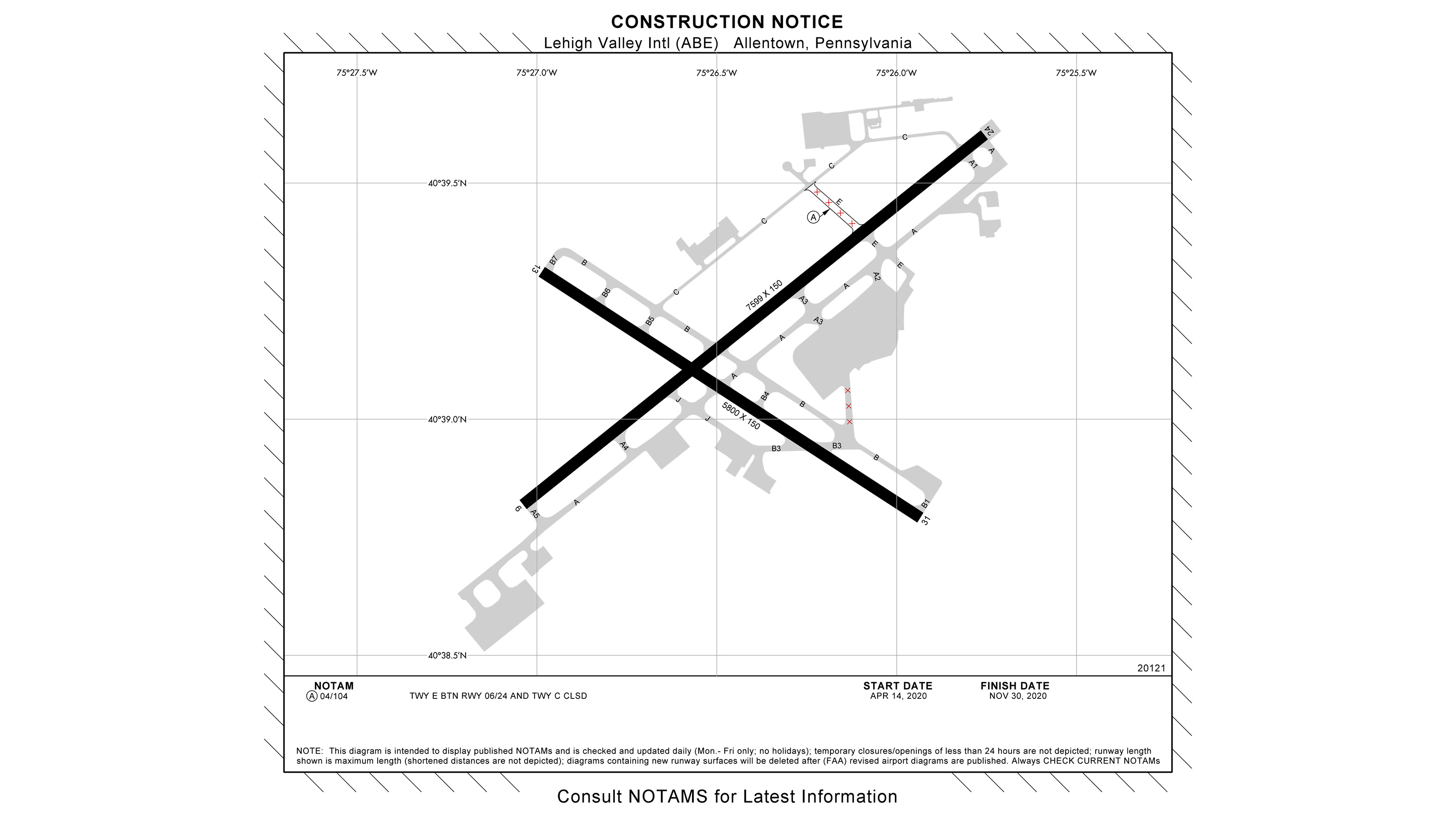 A preflight check of airport construction notices will familiarize pilots with notams in effect at planned destinations that could affect surface operations. Image courtesy of the FAA.