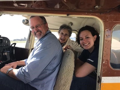 Barbara Gill, son Jody Gill, and granddauther Erin Koelling enjoy general aviation as a family. Photo courtesy of Erin Koelling.