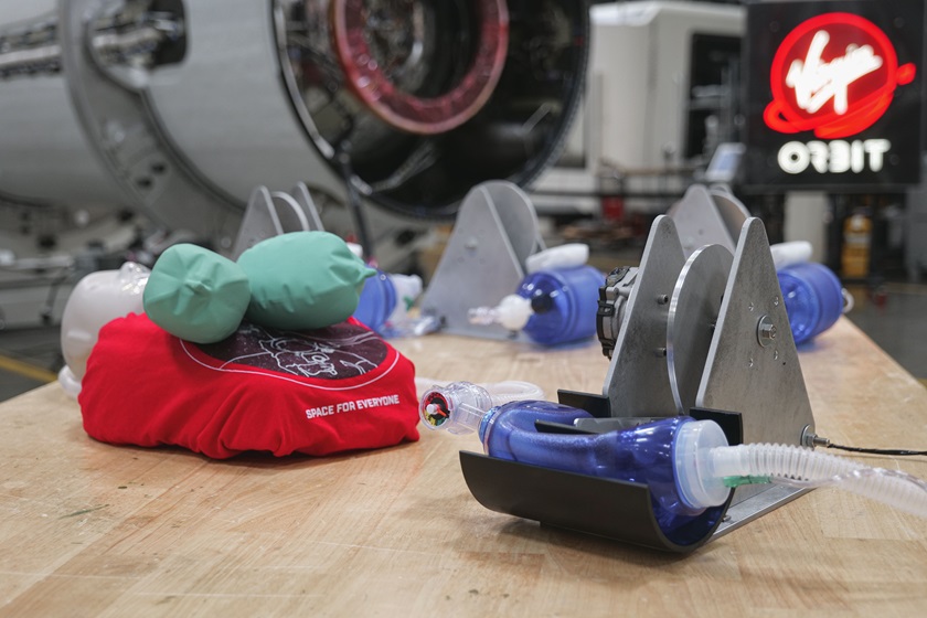 Virgin Orbit launched a humanitarian mission to create a simple ventilator system for quick deployment to hospitals that could help save the lives of COVID-19 patients. The bridge breathing technology will serve as a stopgap measure when medical-grade ventilators are not in full supply. Photo courtesy of Virgin Orbit.