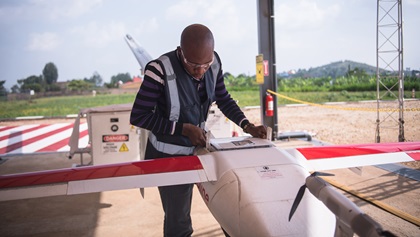 Zipline built a medical drone delivery system in two African nations, Rwanda and Ghana, that expanded access to blood products and vital medicines for 20 million people. Photo courtesy of Zipline. 