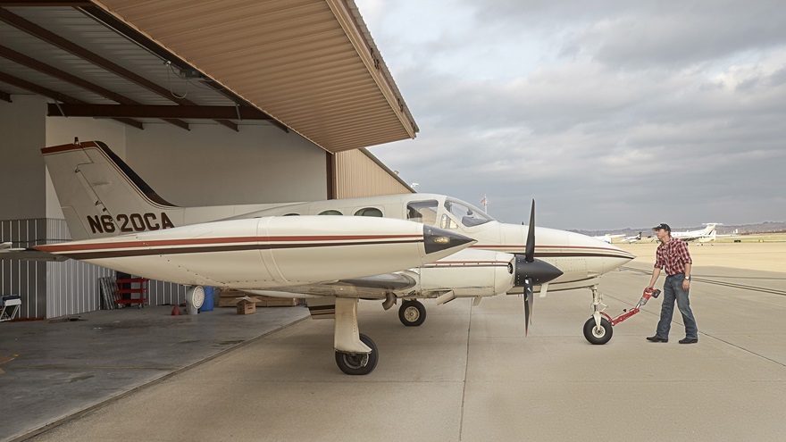 Cloud Nine Rescue Flights operated a Cessna 414 for large-scale animal transports. The founders are ceasing operation of the nonprofit organization as their young family grows. Photo by Mike Fizer.
