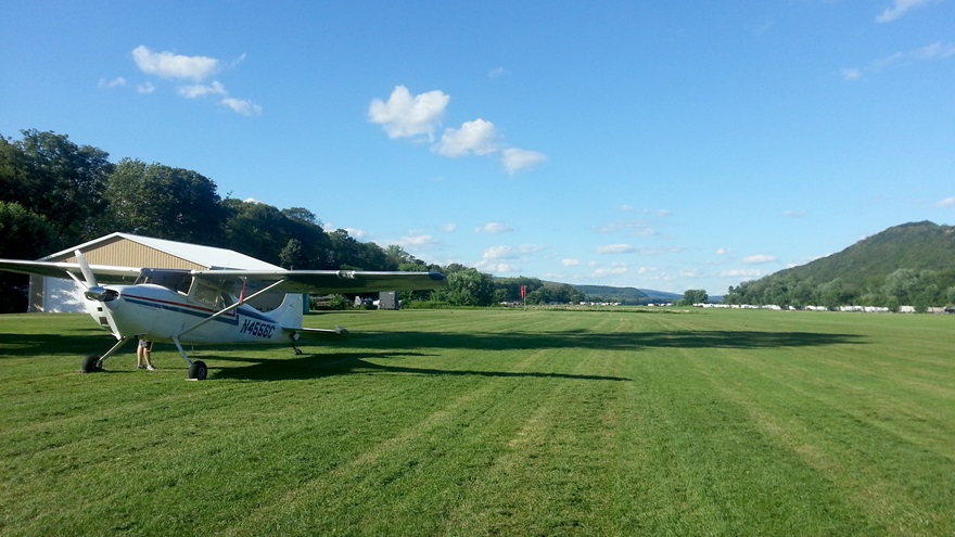 With a 3,250-foot-long-by-250-foot-wide grass runway, Sunbury Airport on an island in the Susquehanna River in Pennsylvania is a great grass strip to visit during the Pilot Passport’s Fall into Flying Challenge in September. Photo by Alyssa J. Cobb.