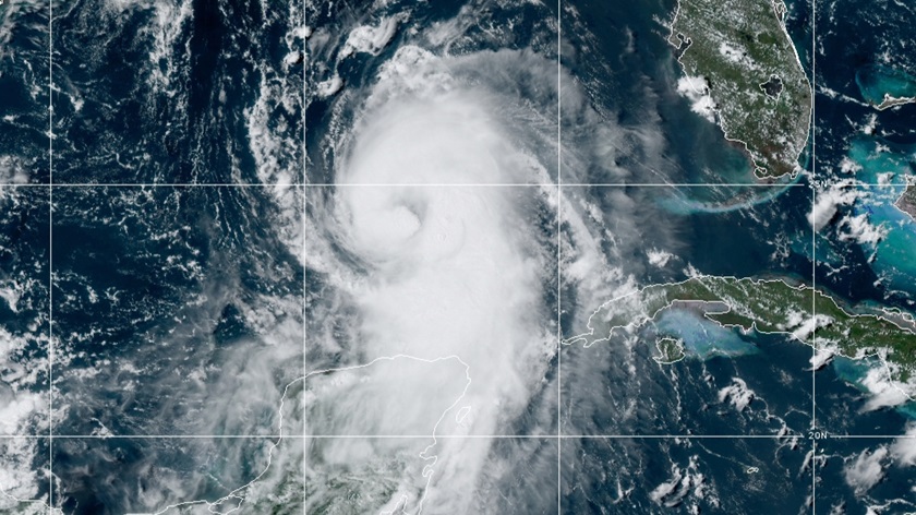 True color daytime image of hurricane Laura. Photo courtesy of NOAA.