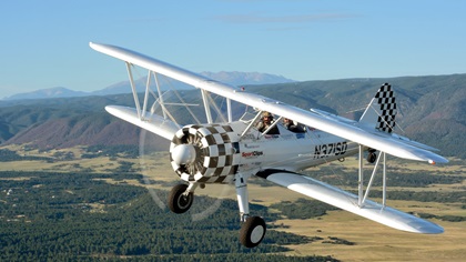 An Ageless Aviation Dreams Stearman flies near Castle Rock, Colorado, south of Denver. The organization just changed its name to Dream Flights. Photo by Mike Collins.