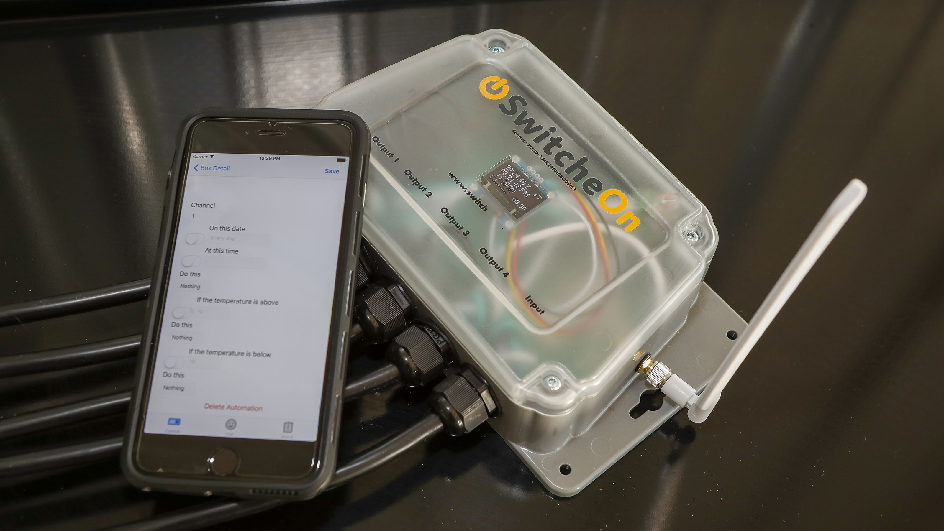 Users can control the SwitcheOn electrical outlet remotely via the SwitcheOn app. Photo by Chris Rose.