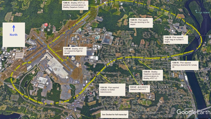 This overlay of ADS-B data created by the NTSB shows the flight path of the ill-fated flight on October 2, 2019. Image courtesy of the NTSB. 