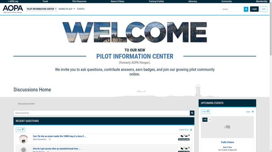 The online Pilot Information Center is the place to go to get answers to your aviation-related questions. AOPA graphic.