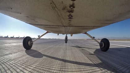 CFI Christopher Freeze attempts a world-record aircraft "wheelie" of 14,319 feet in a rented Cessna 172 Skyhawk at Southern California Logistics Airport in Victorville, California. Photo courtesy of Ken Freeze.