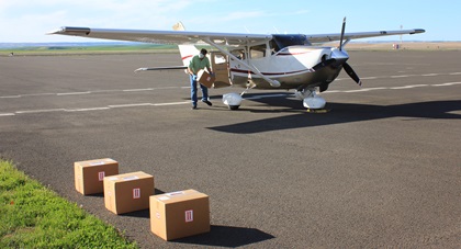 California Disaster Airlift Response Team volunteer pilot Brian Dear flew donated personal protective equipment to Walla Walla, Washington, with coordination from Washington Disaster Airlift Response Team members Bill Herrington and Sky Terry. Photo courtesy of Bill Herrington.