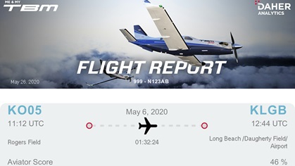 Version 4.0 of the Me & My TBM app includes reports for each flight and stores data so pilots can track their performance over time. Image courtesy of Daher.