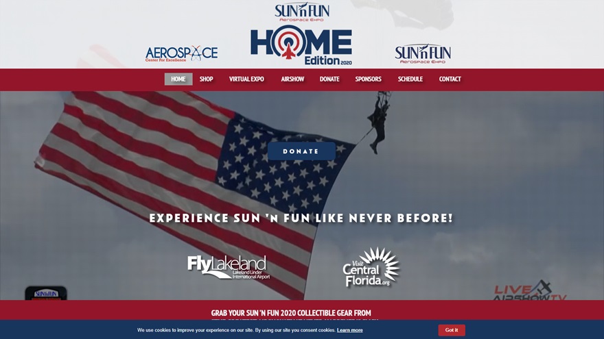 The new Sun 'n Fun Home Edition offers airshow videos, exhibitors, learning opportunities, and fun. Image courtesy of Sun 'n Fun Aerospace Expo.