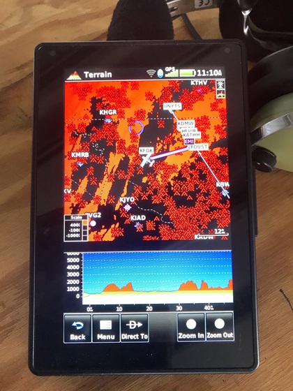 The Garmin aera 760 comes with Garmin's obstacle database and a detailed Terrain page. Photo by Dave Hirschman.