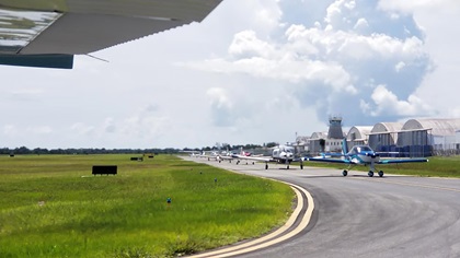 Eighteen aircraft participated in the flight to honor Bernice “Bee” Haydu of the Women Airforce Service Pilots. Photo courtesy of Debby Tricarico Artman.