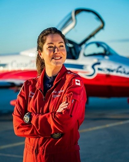 Canadian Forces Snowbirds Capt. Jennifer Casey, 35, was killed in the crash of a Canadair CT-114 Tutor jet shortly after take-off from Kamloops Airport in Canada, May 17. Photo courtesy of the Royal Canadian Air Force.