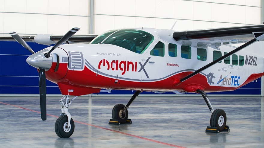 A Cessna 208B Grand Caravan fitted with a 750-horsepower electric motor and batteries is scheduled to make a maiden flight May 28, and electric powerplant maker magniX invites the world to watch the livestream. Photo courtesy of magniX. 