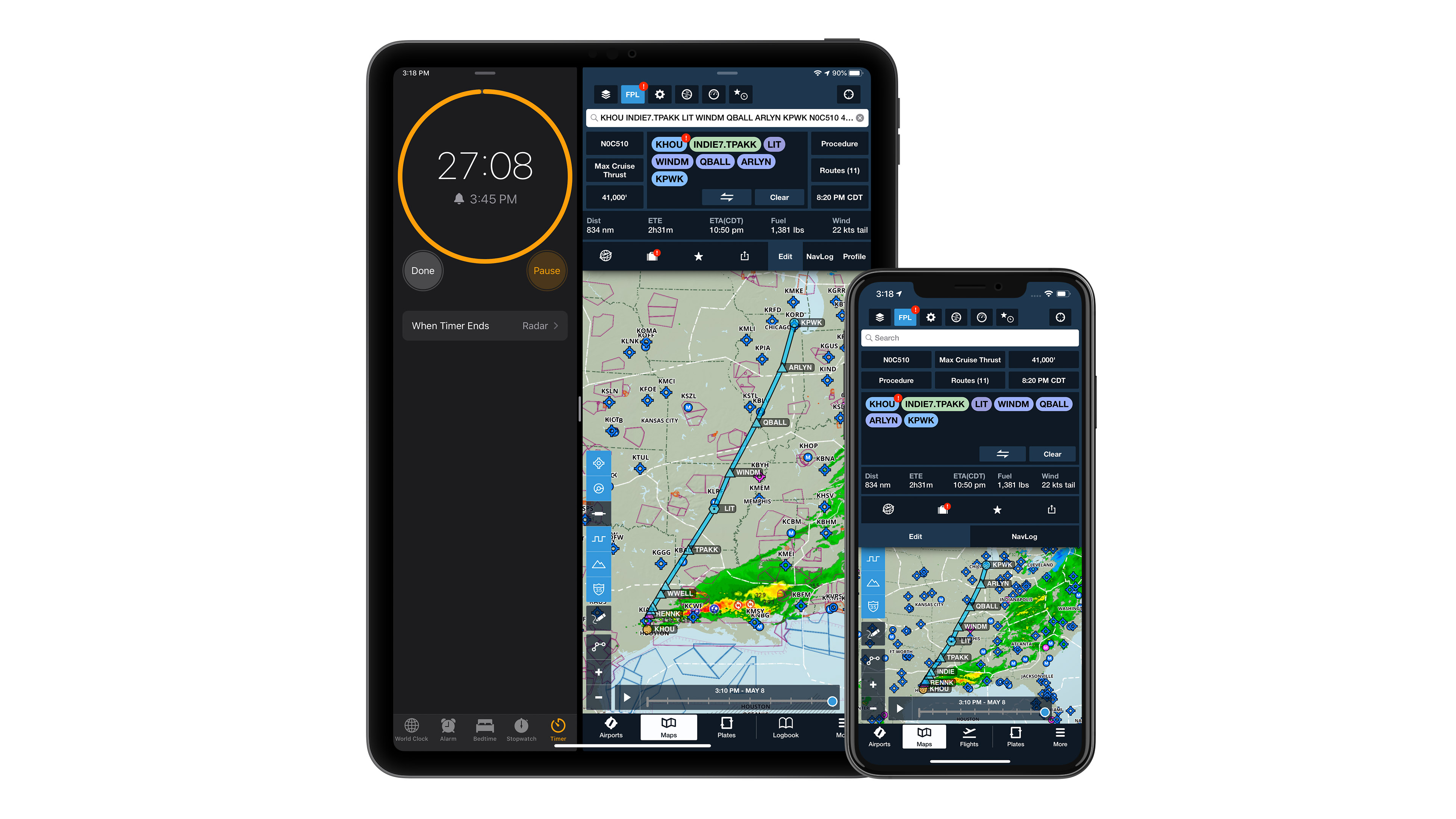 ForeFlight shows FlightAware tracking