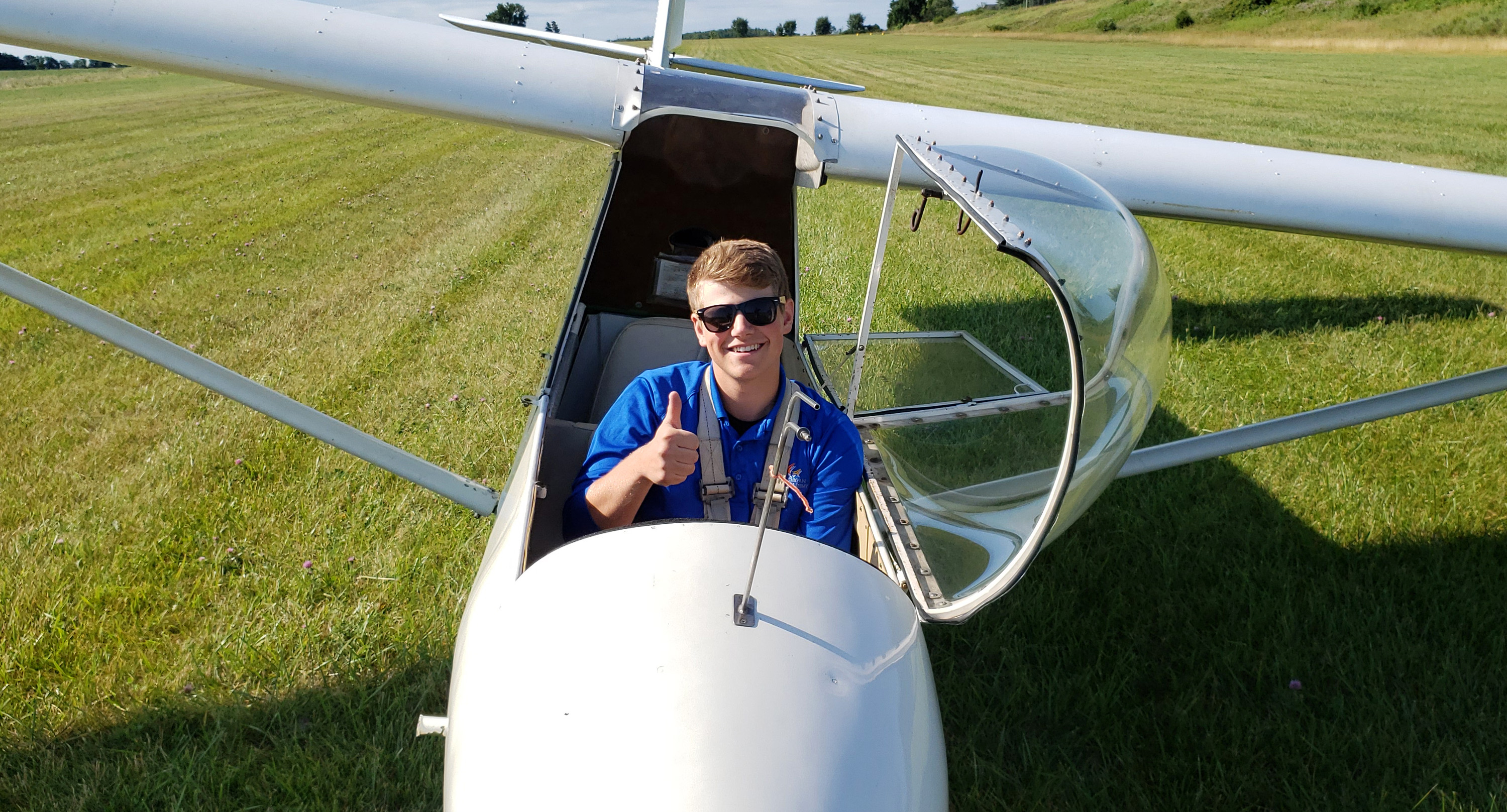 Ford Yates has completed his first glider solo and his first powered airplane solo. West Michigan Aviation Academy photo courtesy of the Yates family.