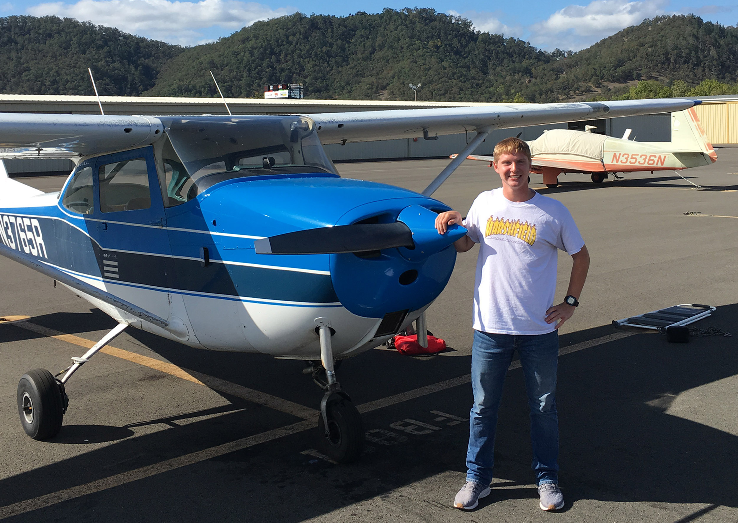 Kryan Erwin of Coos Bay, Oregon, is graduating from Marshfield High School and will be attending Southern Utah State. “He has already been accepted and enrolled in their aviation program, and he wants to become a professional pilot,” wrote flight instructor Kevin Kruse. “I know Kyran is working as much as possible this summer at a pizza parlor to save for college In the fall. I had the privilege of soloing him, I know he is very determined and highly ambitious.” Photo courtesy of Kevin Kruse.