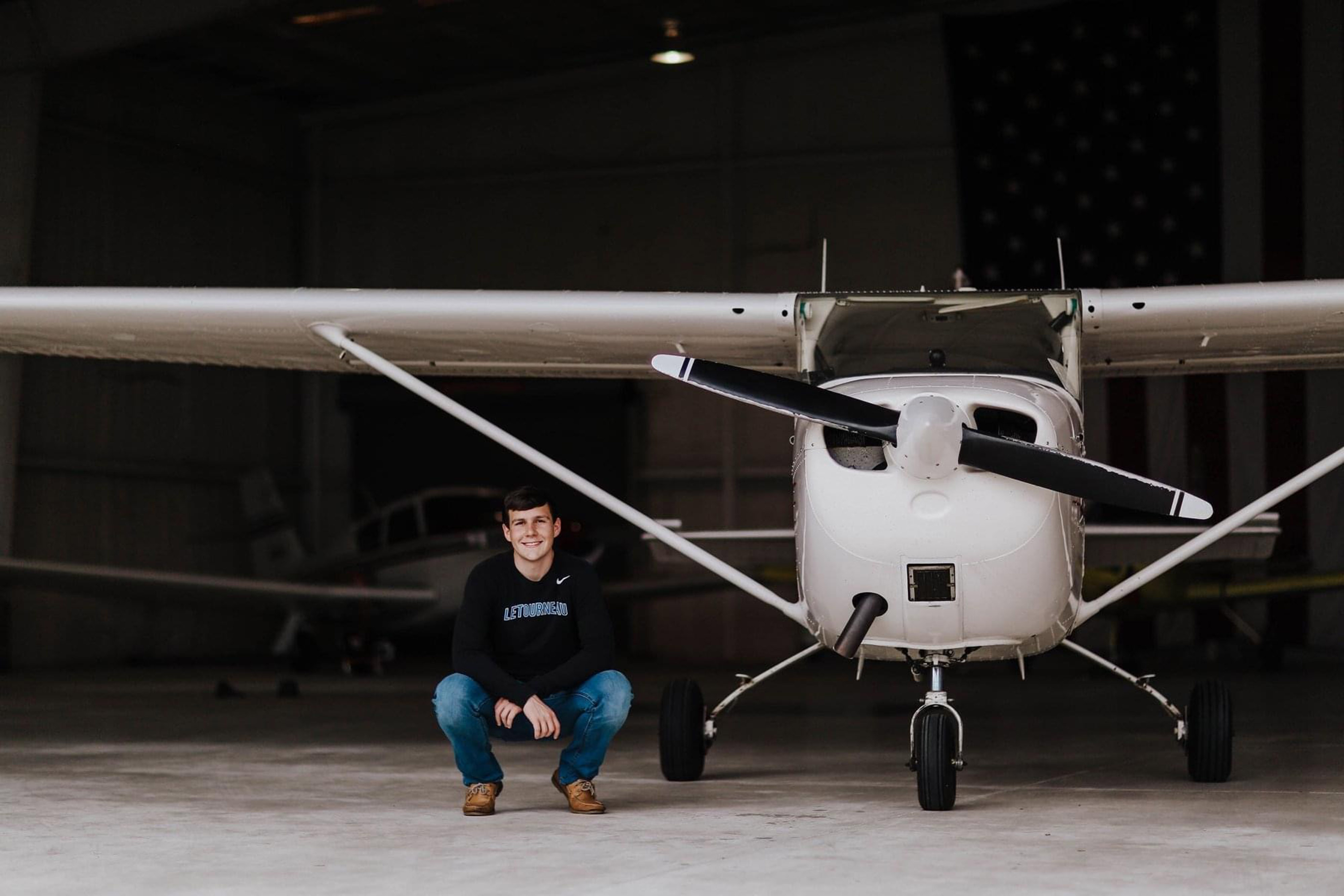 Tanner Adams of Lufkin High School in Lufkin, Texas, is a 
Ray Aviation Scholar who earned his private pilot certificate in September of 2019. He is attending LeTourneau University and will pursue aviation management with a professional flight concentration. Photo by Laurie Cordray Photography.