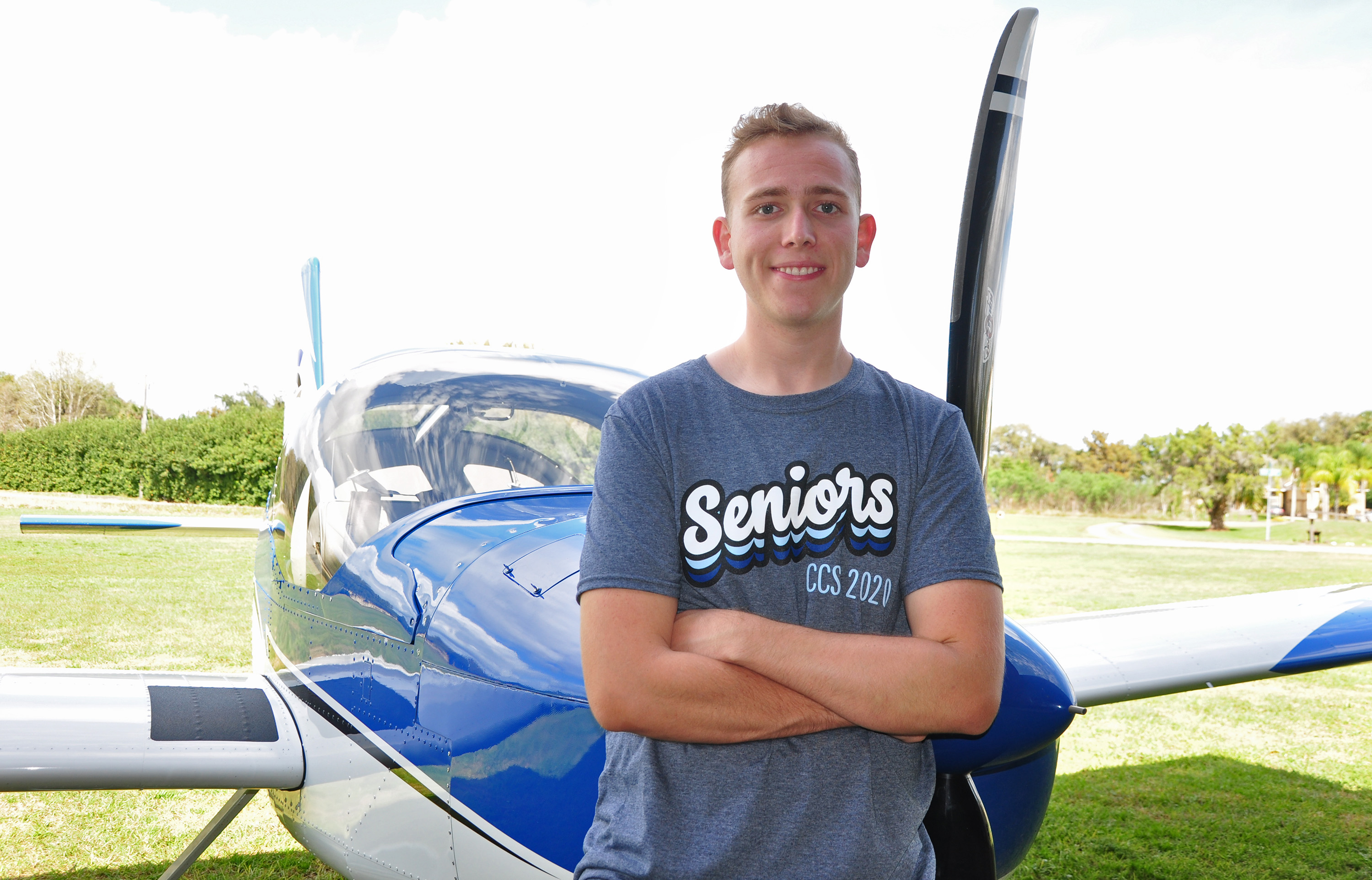 Ryan Malcomb of Circle Christian School in Winter Park, Florida, soloed when he turned 16 and is an instrument-rated private pilot as of January 2020. He is currently working on his commercial single and multiengine certificates, wrote his brother Matt. “He is one of seven pilots in the family. Ryan participated in Eagle’s Nest Projects (that is the plane in the pic), a high school program where students build the two-seat Van’s Aircraft RV-12 within a school year.” Photo courtesy of Matt Malcolmb.