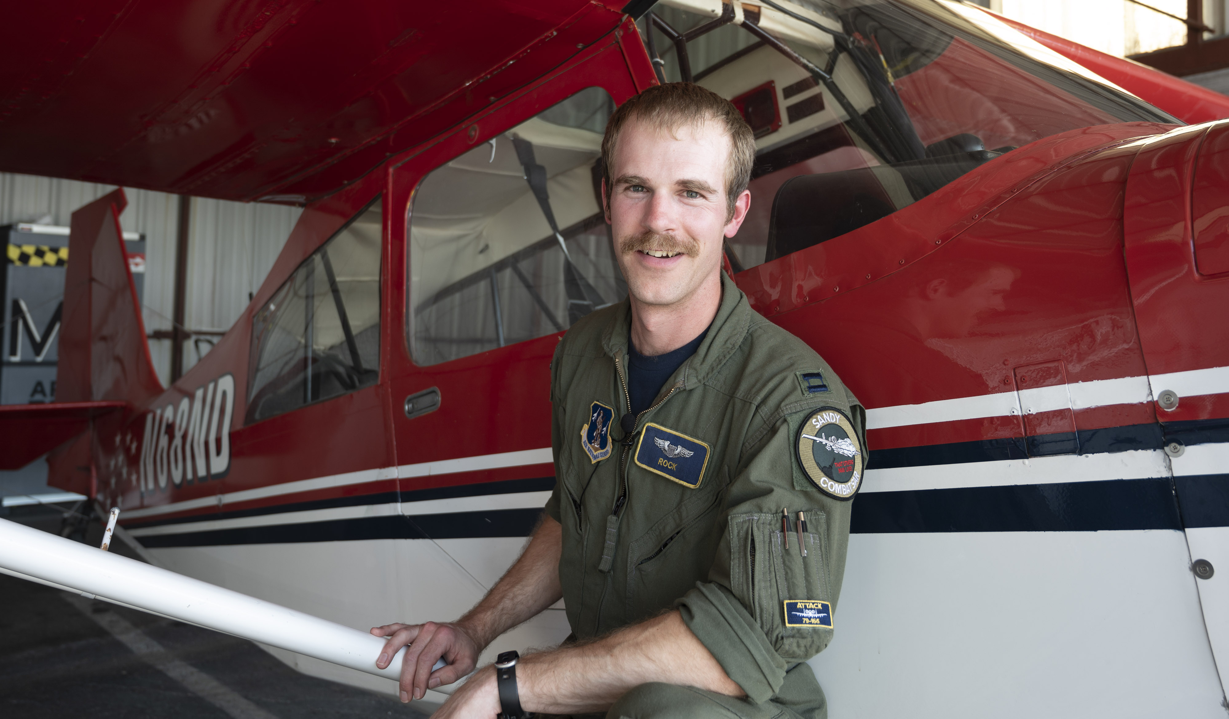 Air transport, general aviation, and Maryland Air National Guard pilot Capt. Nick "Rock" Sand owns and flies an American Champion Super Decathlon during his time away from a regional jetliner or the Fairchild Republic A–10C Thunderbolt II "Warthog." Photo by David Tulis.