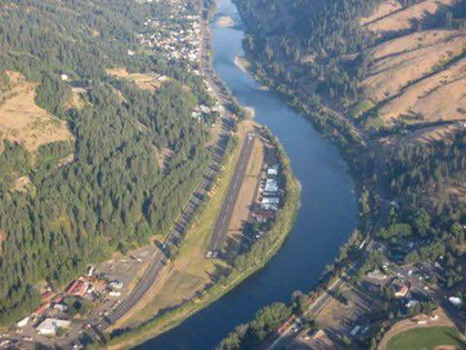 Orofino Municipal Airport on the banks of the Clearwater River. Photo courtesy of the city of Orofino.