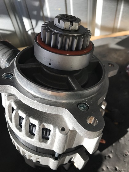 The drive coupling mounts on the alternator and protects the engine should the alternator seize.  Proper installation is critical. Photo courtesy of Jeff Simon.