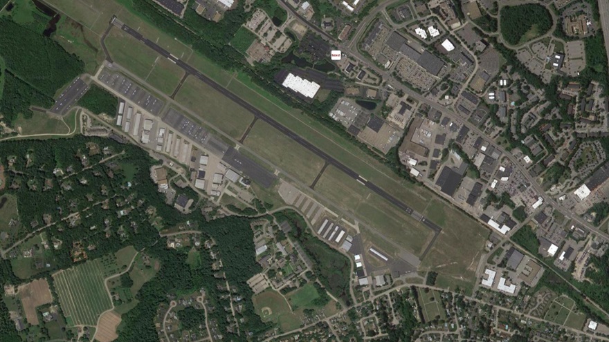 Flying the final approach to your destination is not an ideal time to discover that thermal turbulence rising from rooftops or pavement is a feature of the airport you are visiting. Photo courtesy of Google Earth.